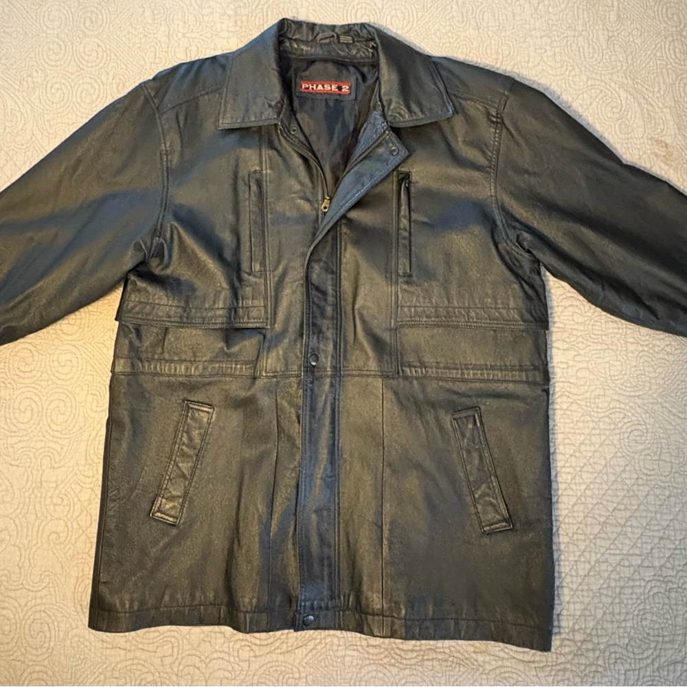Men's Black Leather Field Jacket